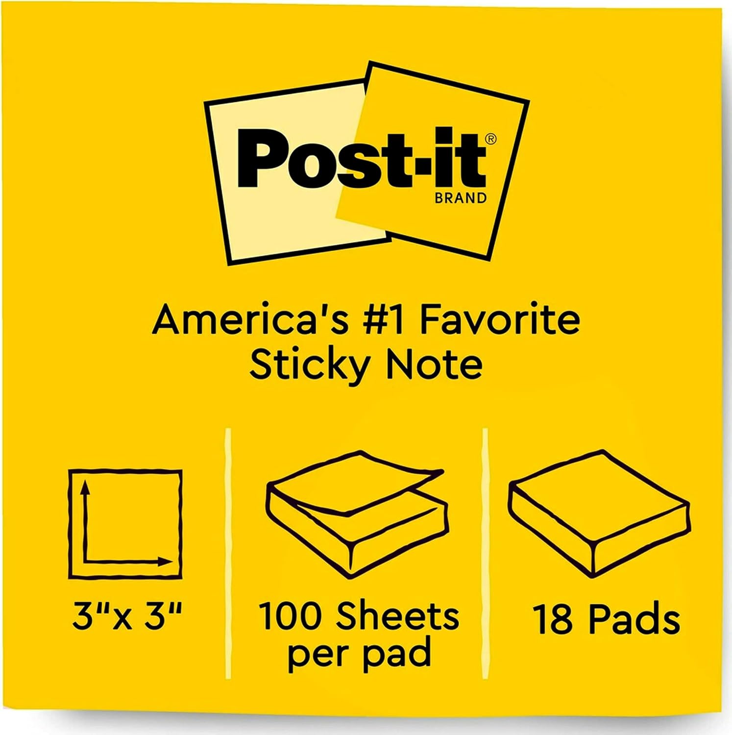 Post-it Pop-up Notes, 3x3 in, 18 Pads, America's #1 Favorite Sticky Notes, Poptimistic Collection, Bright Colors (Pink
