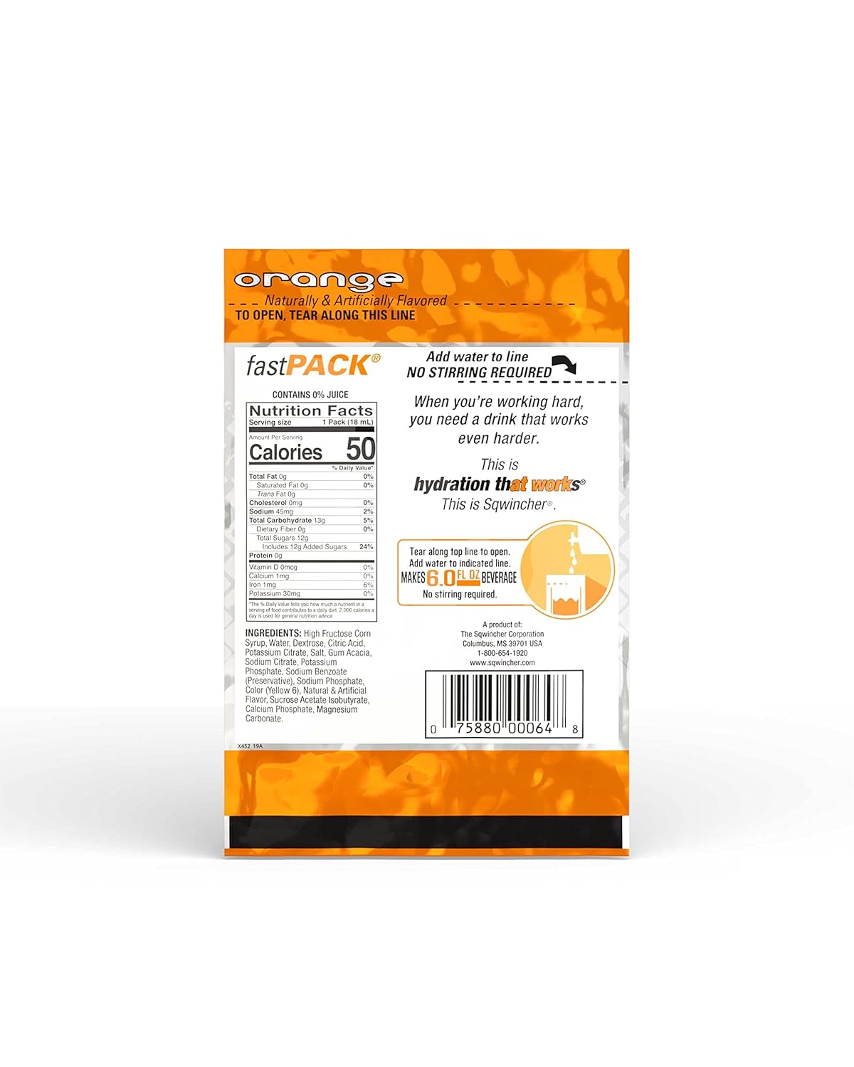 Sqwincher Fast Pack Liquid Concentrate | Orange Flavored | Low Calorie | Low Sodium | Electrolyte Replenishment Hydration