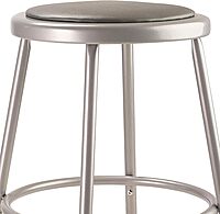 National Public Seating Grey Steel Stool With Vinyl Upholstered Seat Adjustable, 19" x 27"