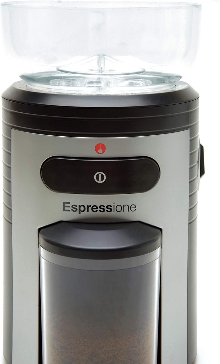 Espressione Professional Conical Burr Coffee Grinder, 8.5-Oz Hopper, 15-Level, Black/Silver