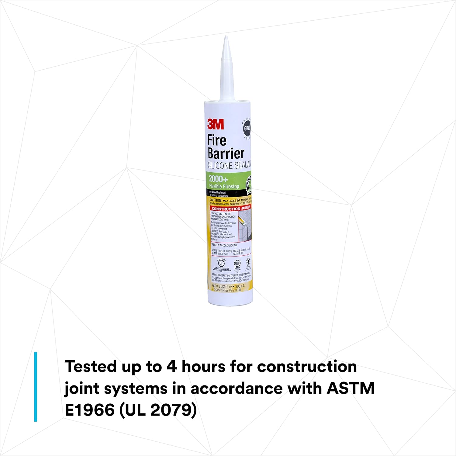 3M Fire Barrier Silicone Sealant 2000+, Gray Color, Elastomeric, Ready-To-Use, Single-Component, Neutral-Cure