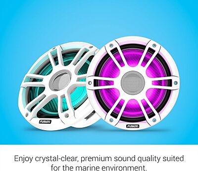 Garmin Fusion® Signature Series 3i Marine Coaxial Speakers, 8.8" 330-watt CRGBW Coaxial Sports White Marine Speakers (Pair)