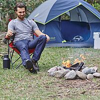 Coleman Broadband Mesh Quad Camping Chair with Carry Bag & Cup Holder, Cooling Mesh Back with Adjustable Arms