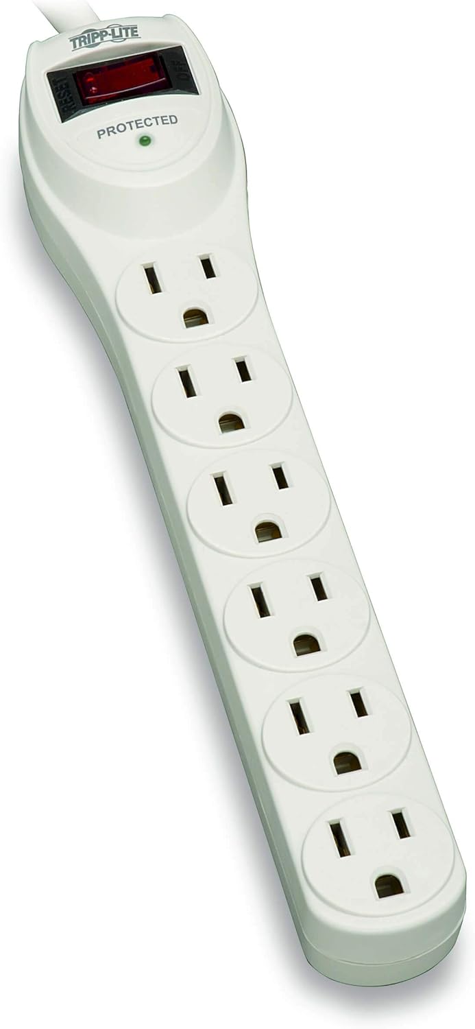 Tripp Lite Protect It! TLP602 Surge Protector 6-Outlet 180J, 2-ft Cord - White