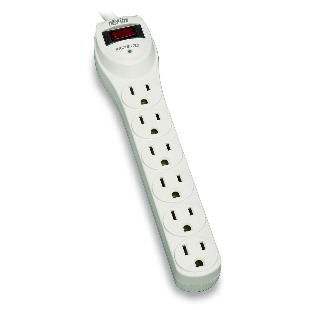 Tripp Lite Protect It! TLP602 Surge Protector 6-Outlet 180J, 2-ft Cord - White