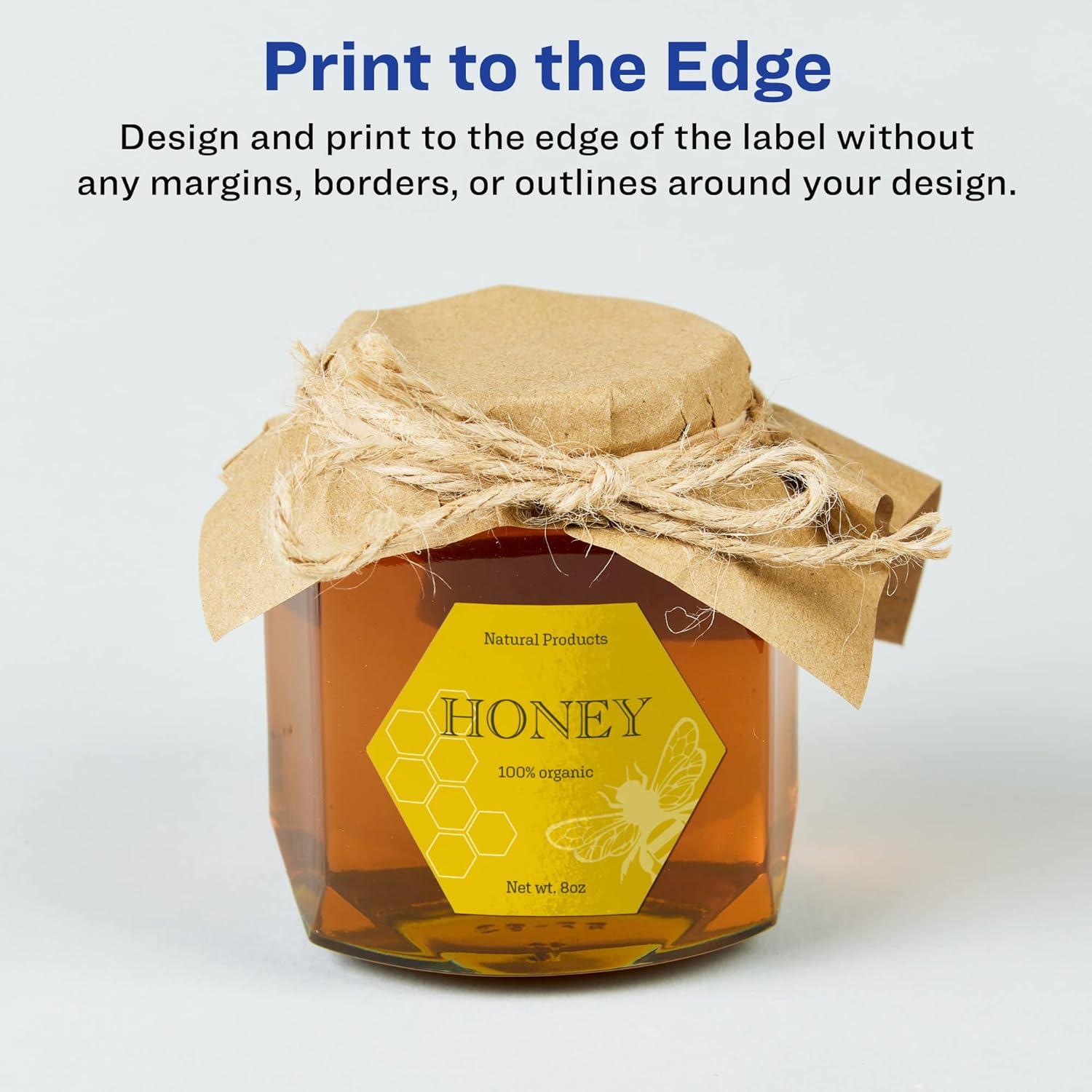 Avery Glossy White Hexagon Labels, Sure Feed Technology, 2-1/2" x 2-57/64", Print-to-The-Edge, Permanent Adhesive