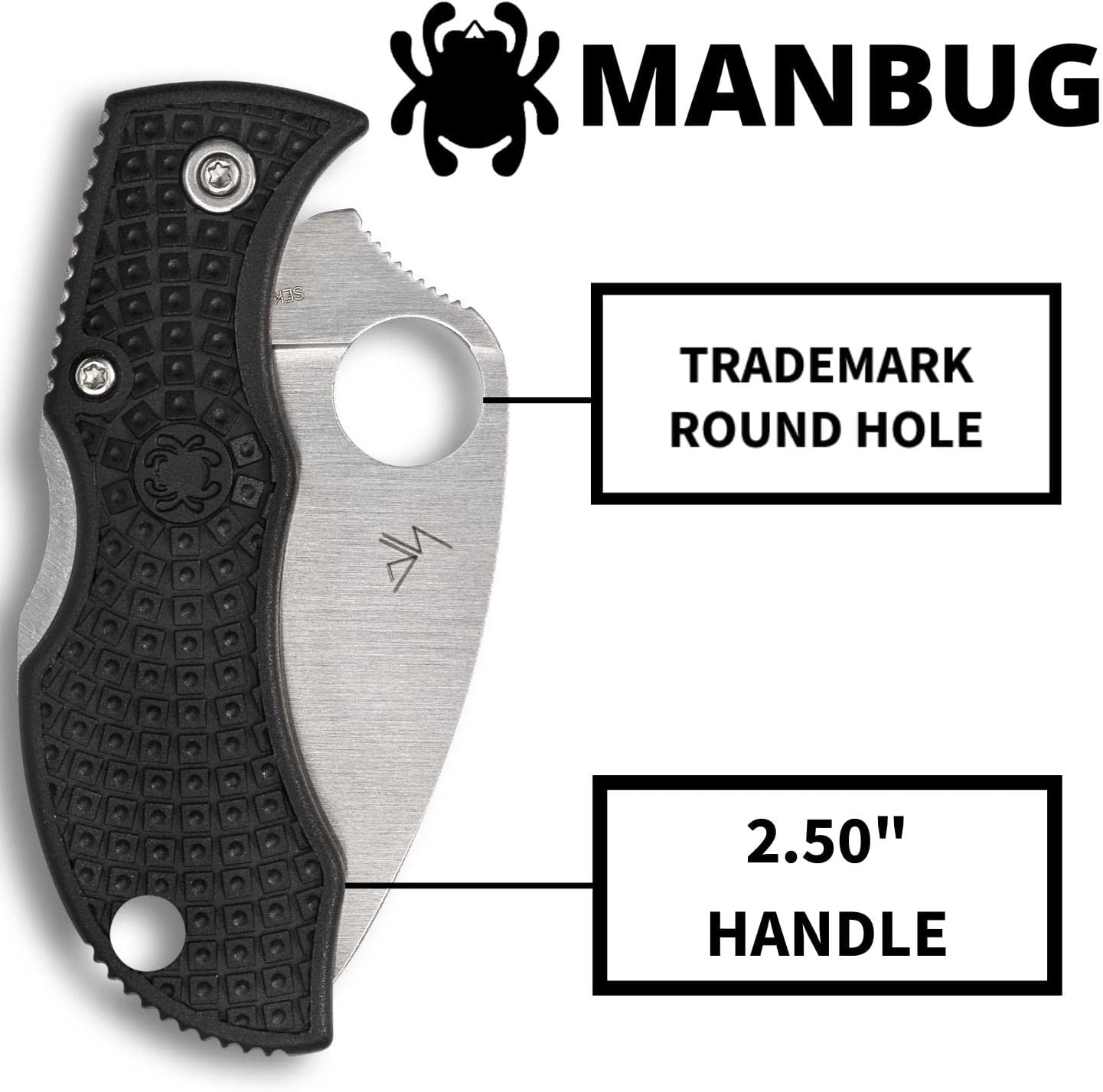 Spyderco Manbug Wharncliffe Folding Pocket Knife with 1.9" VG-10 Steel Blade and FRN Handle - EDC Knife for Men and Women