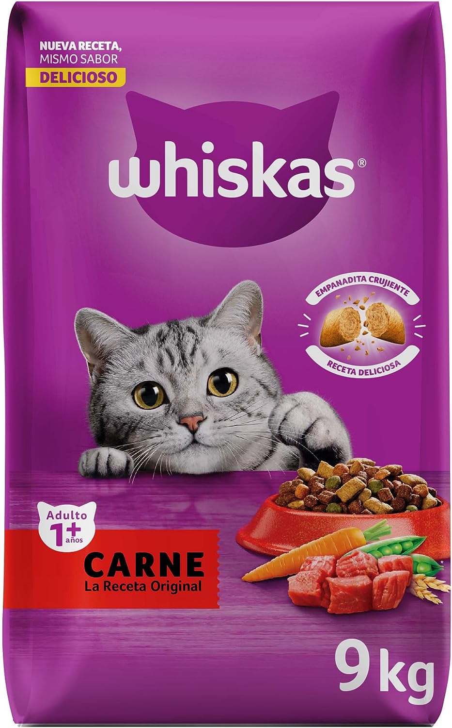 Whiskas - Whiskas Whiskas alimento para Gatos Adultos Sabor Carne Receta Orginal 9Kg Violeta