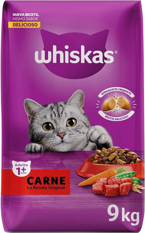 Whiskas - Whiskas Whiskas alimento para Gatos Adultos Sabor Carne Receta Orginal 9Kg Violeta