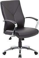Boss Office Products Ergonomic High-Back LeatherPlus Executive Chair, Black