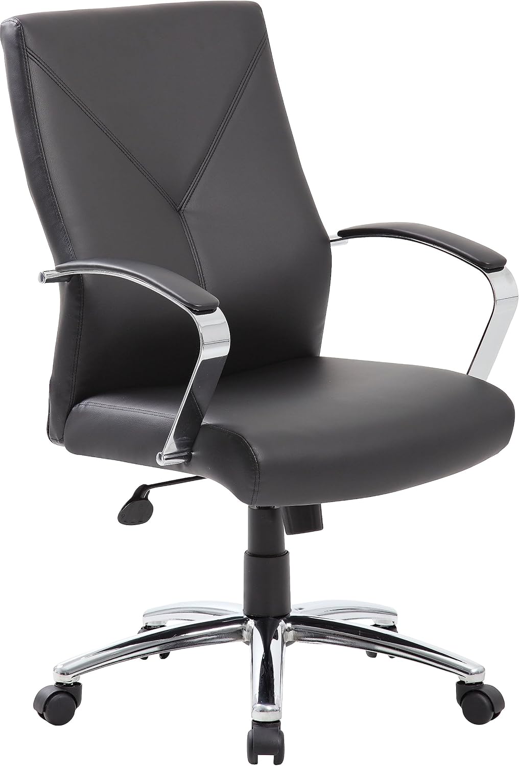 Boss Office Products Ergonomic High-Back LeatherPlus Executive Chair, Black