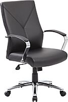 Boss Office Products Ergonomic High-Back LeatherPlus Executive Chair, Black