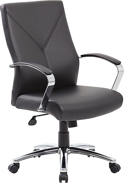 Boss Office Products Ergonomic High-Back LeatherPlus Executive Chair, Black