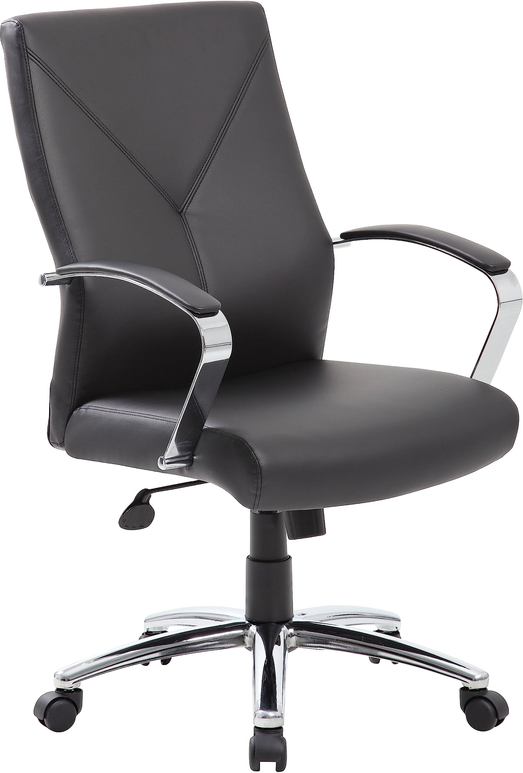 Boss Office Products Ergonomic High-Back LeatherPlus Executive Chair, Black