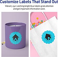 Avery Printable Round Scalloped Labels, Sure Feed Technology, 2.5" Diameter, Bright Blue Labels, Print-to-The-Edge, Laser/Inkjet Printable, 90 Total, Great for Mailing Seals and Candles 90 labels