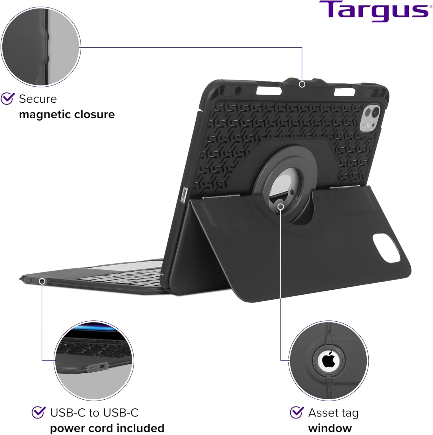 Targus VersaVu Bluetooth Keyboard Case for iPad Pro 11-inch (M4) – 360 Degree Rotation, Backlit Keys, Multi-Touch Trackpad