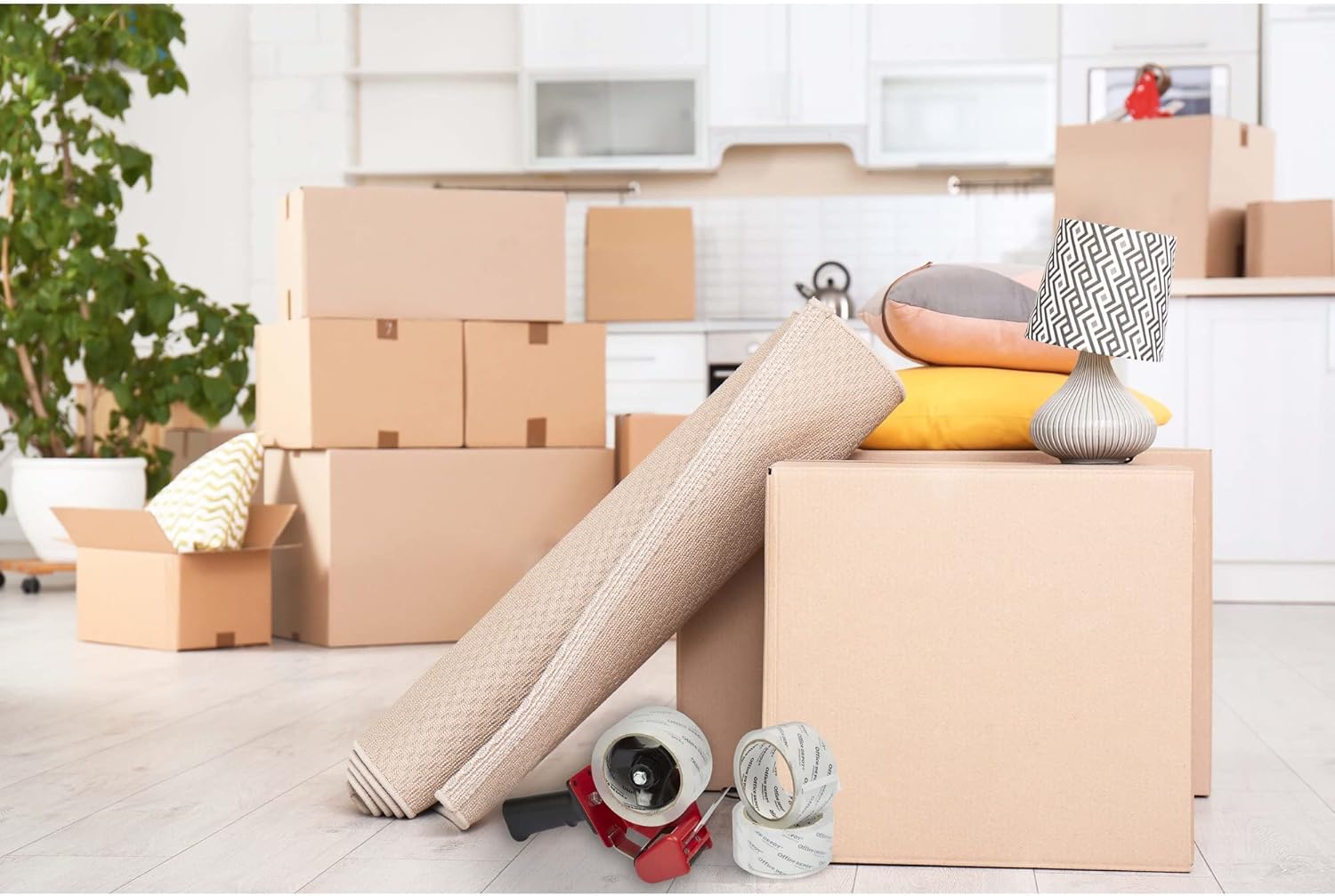 Office Depot® Brand Heavy Duty Shipping Packing Tape With Dispenser, 2" x 22.2 Yd, Crystal Clear, Pack Of 6 Rolls