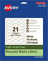 Avery EcoFriendly Matte White Recycled Oval Labels 1-1/8 x 2-1/4