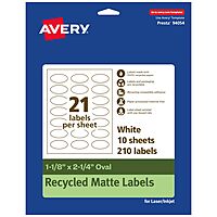 Avery EcoFriendly Matte White Recycled Oval Labels 1-1/8 x 2-1/4
