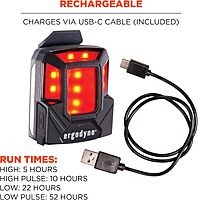 Ergodyne Skullerz 8993 Hard Hat Safety Light, Magnetic Attachment for Portable Red Beacon Light, Rechargeable, Compatible with Skullerz Hardhats, Safety Helmets, Black