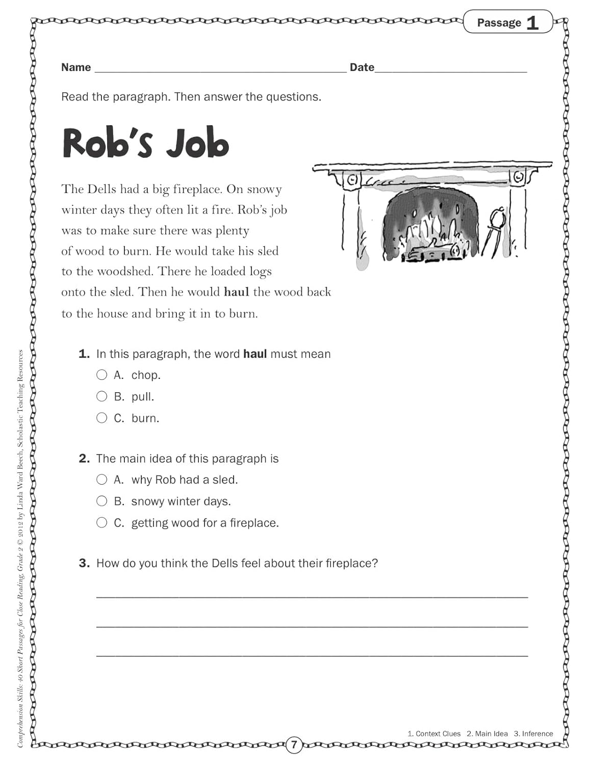 Comprehension Skills: 40 Short Passages for Close Reading: Grade 2