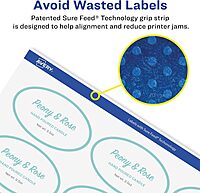 Avery Glossy Clear Oval Labels, Sure Feed Technology, 1.5" x 3", 100 Glossy Clear Labels, Print-to-The-Edge, Laser/Inkjet Printable 100 labels