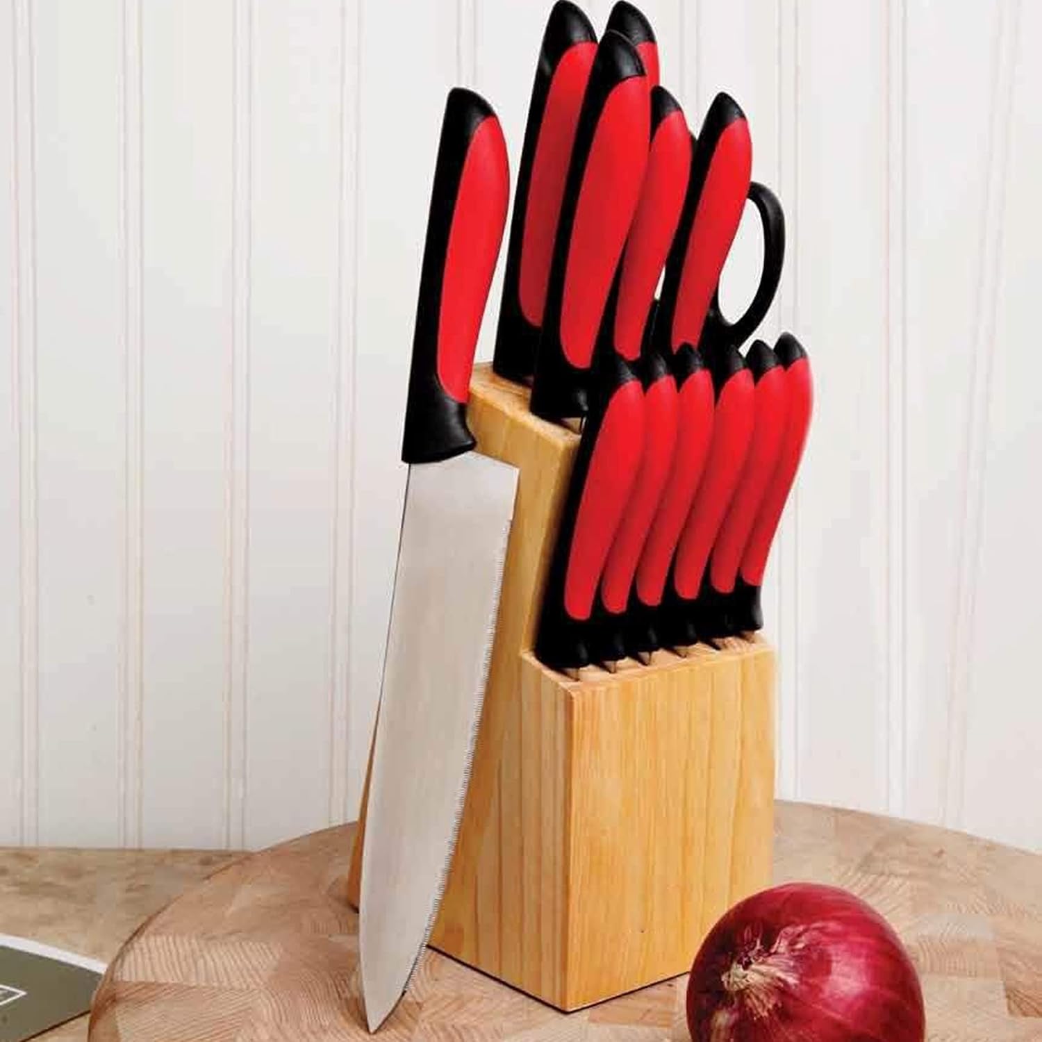 MegaChef 14-Piece Cutlery Set, Red
