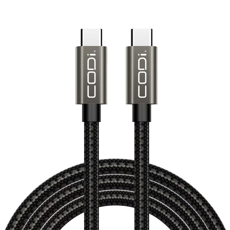 CODi 3ft USB-C to USB-C Braided Nylon Charging Cable | Fast Charge & Sync | Durable Aluminum Housing