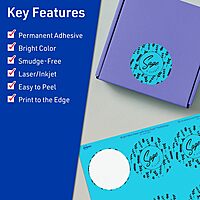 Avery Printable Round Labels, Sure Feed Technology, 2-1/2" Diameter, Bright Blue