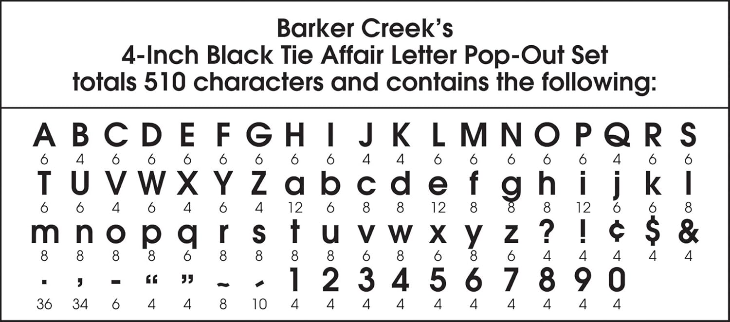 BARKER CREEK 4" Letter Pop-Outs 2 Pack, Black Tie Affair, Jazz Up Your Bulletin Boards with These Colorful Letters
