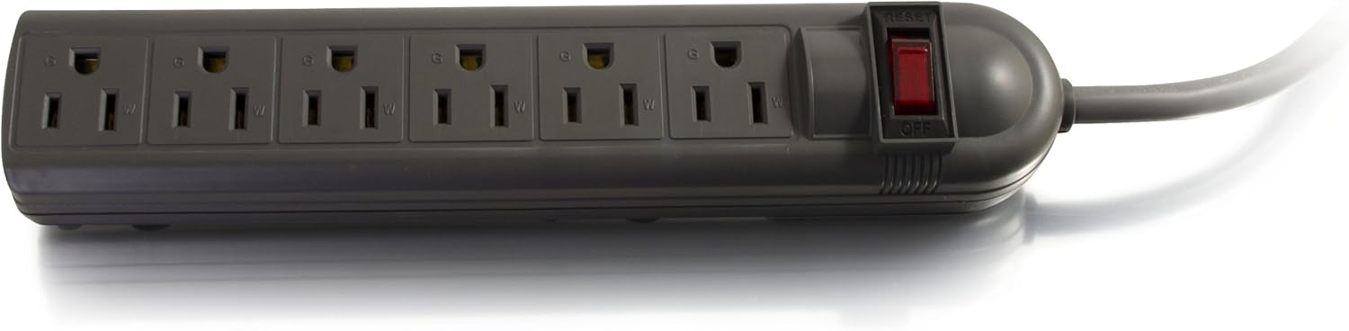 C2G Legrand 6 Outlet Power Strip with Surge Protector, Black Surge Suppressor Power Strip