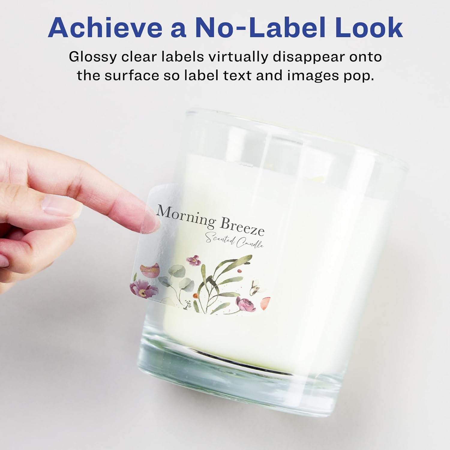 Avery Glossy Clear Arched Square Labels, Sure Feed Technology, 2" x 2-3/16", Print-to-The-Edge, Laser/Inkjet Printable