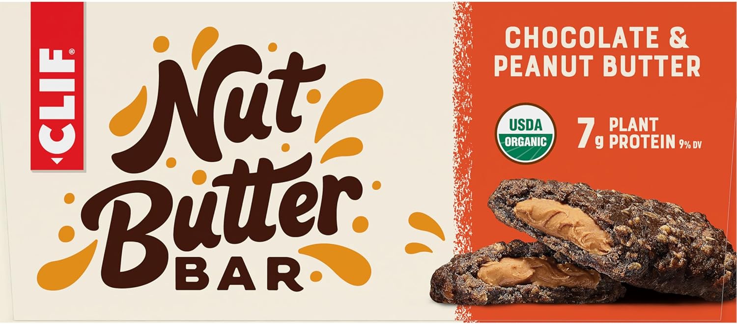 Clif Bar - Nut Butter Bar - Organic Snack Bars - Chocolate Peanut Butter - Organic - Plant Protein