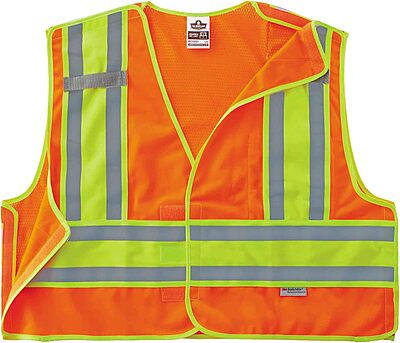 ERGODYNE GloWear 8245PSV Public Safety Reflective Vest, High Visibility, ANSI Compliant, Breakaway