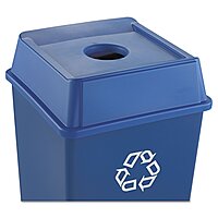Rubbermaid Commercial Products Untouchable Square Bottle/Can Recycling Lid for 35G & 50G Containers, Blue Recycling