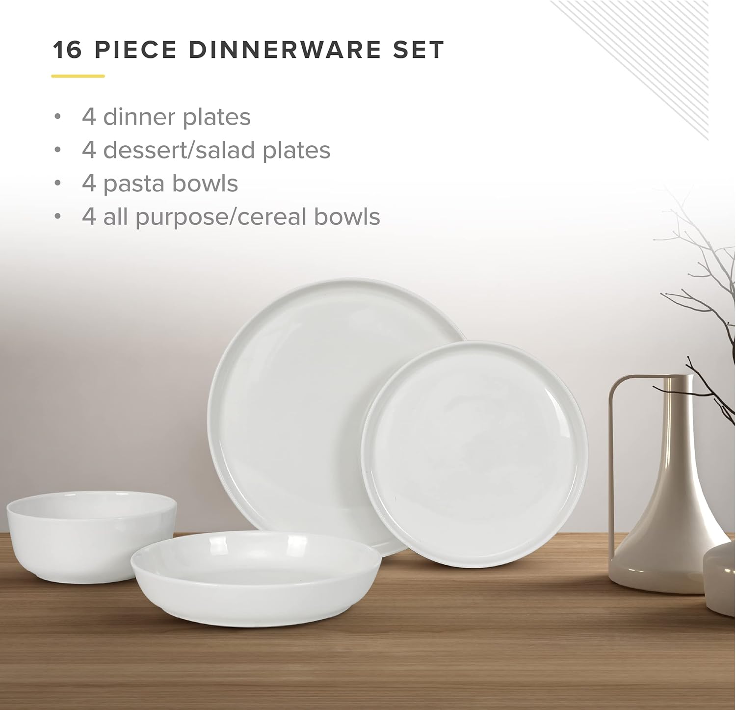 TABLE 12 16-Piece Dinnerware Set, Service for 4