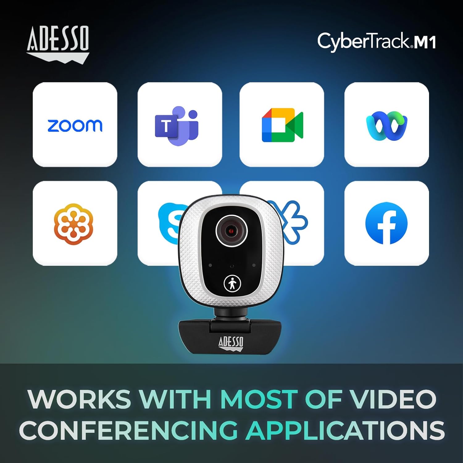 Motion Tracking 1080P Web Camera CyberTrack M1 H.264 Fixed Focus USB Webcam with 305° Auto Tracking, Built-in Microphone