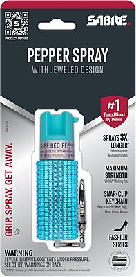 SABRE Jeweled Pepper Spray with Snap Clip, Maximum Strength