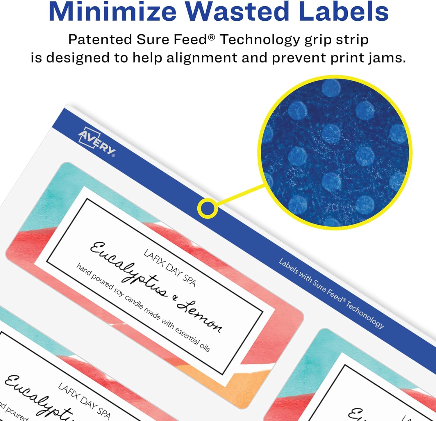 AVERY Matte White Removable Rectangle Labels, Sure Feed Technology, Print-to-The-Edge, 2" x 3.5", Laser/Inkjet Printable