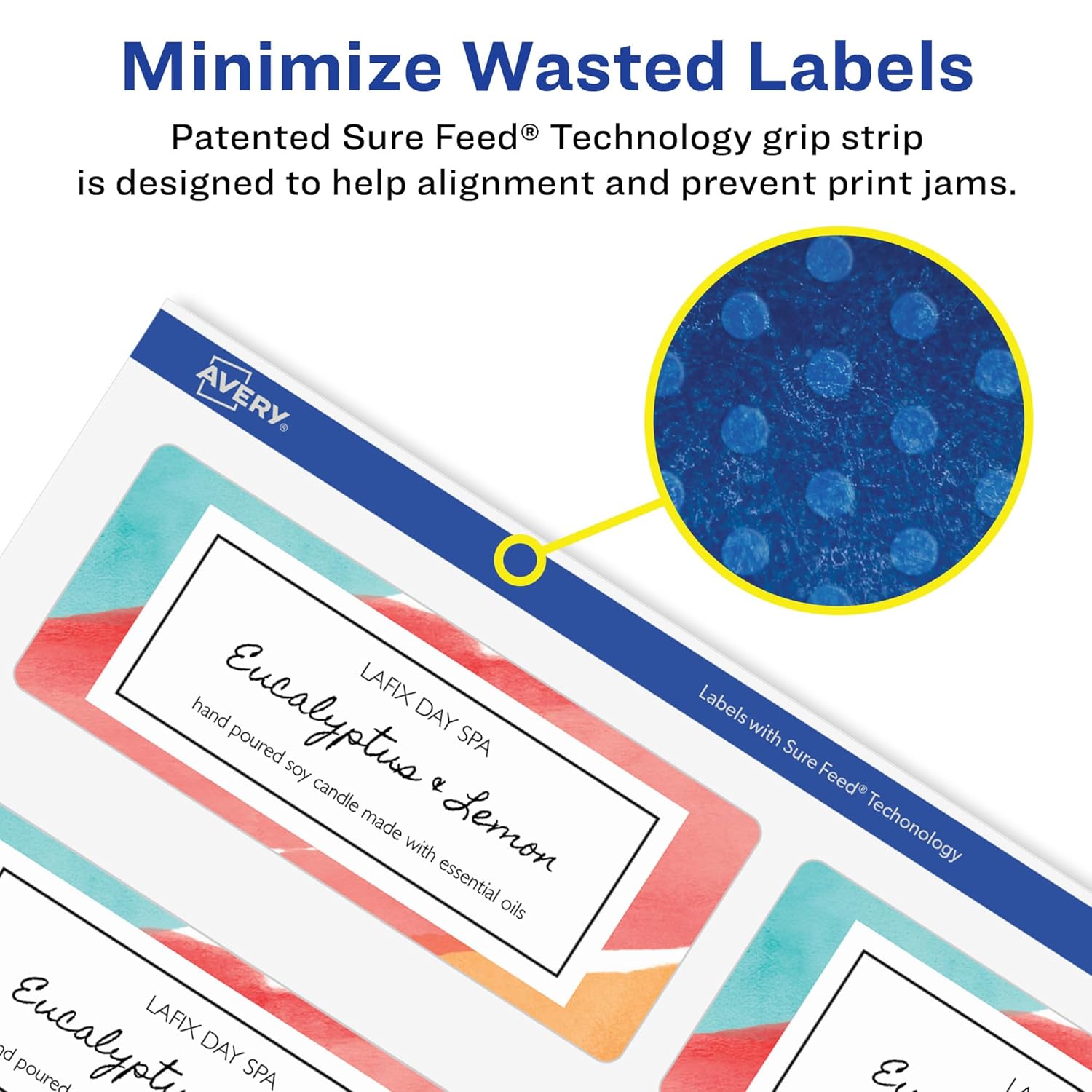 Avery Matte White Removable Rectangle Labels, Sure Feed Technology, Print-to-The-Edge, 2-1/3" x 3-3/8"