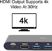 C2G USB-C 6-in-1 Dual Display Docking Station - 60W Power Supply, HDMI, Ethernet, USB, 3.5mm Audio and Power Delivery - 28845