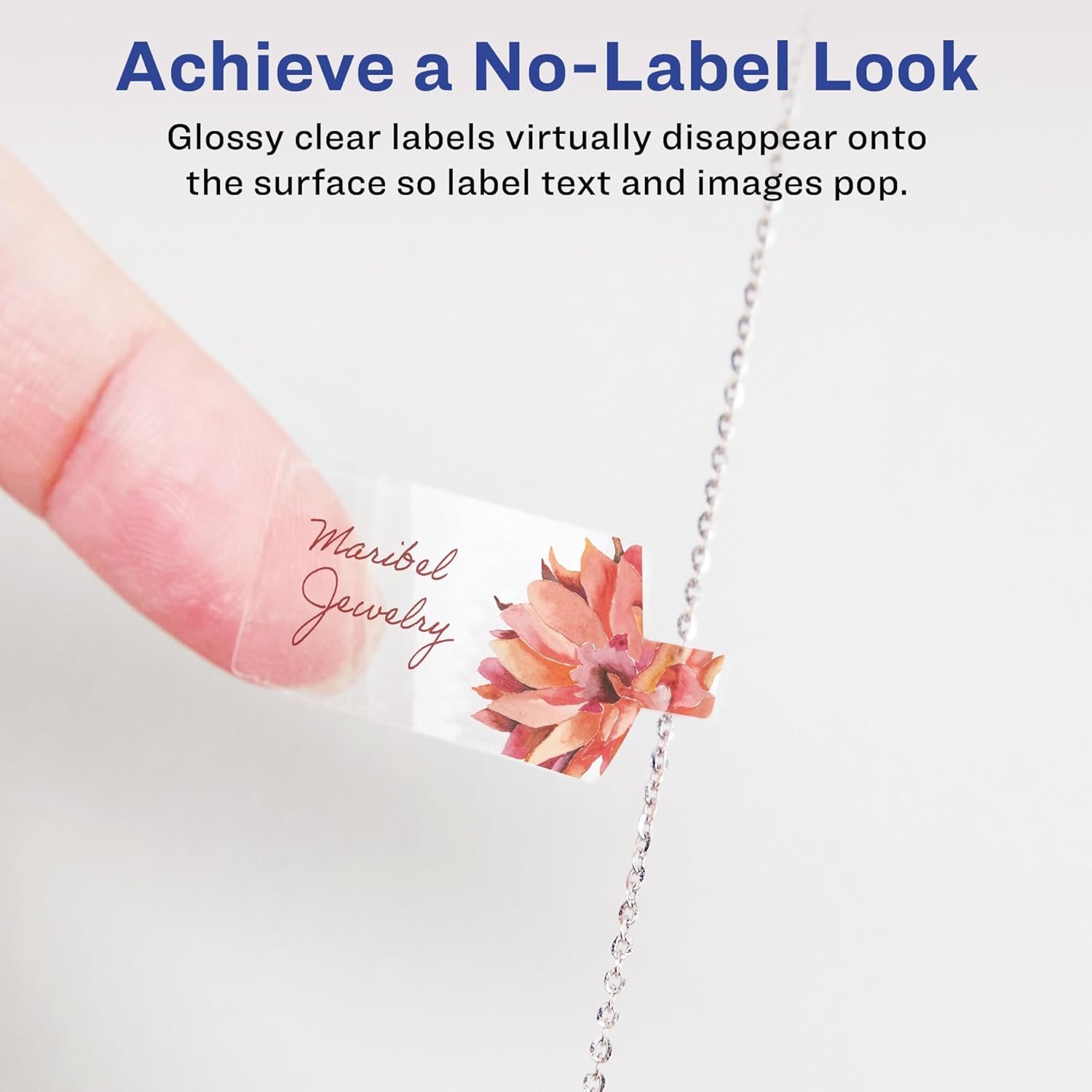 Avery Glossy Clear Barbell Labels, Sure Feed Technology, 0.5" x 2.5"