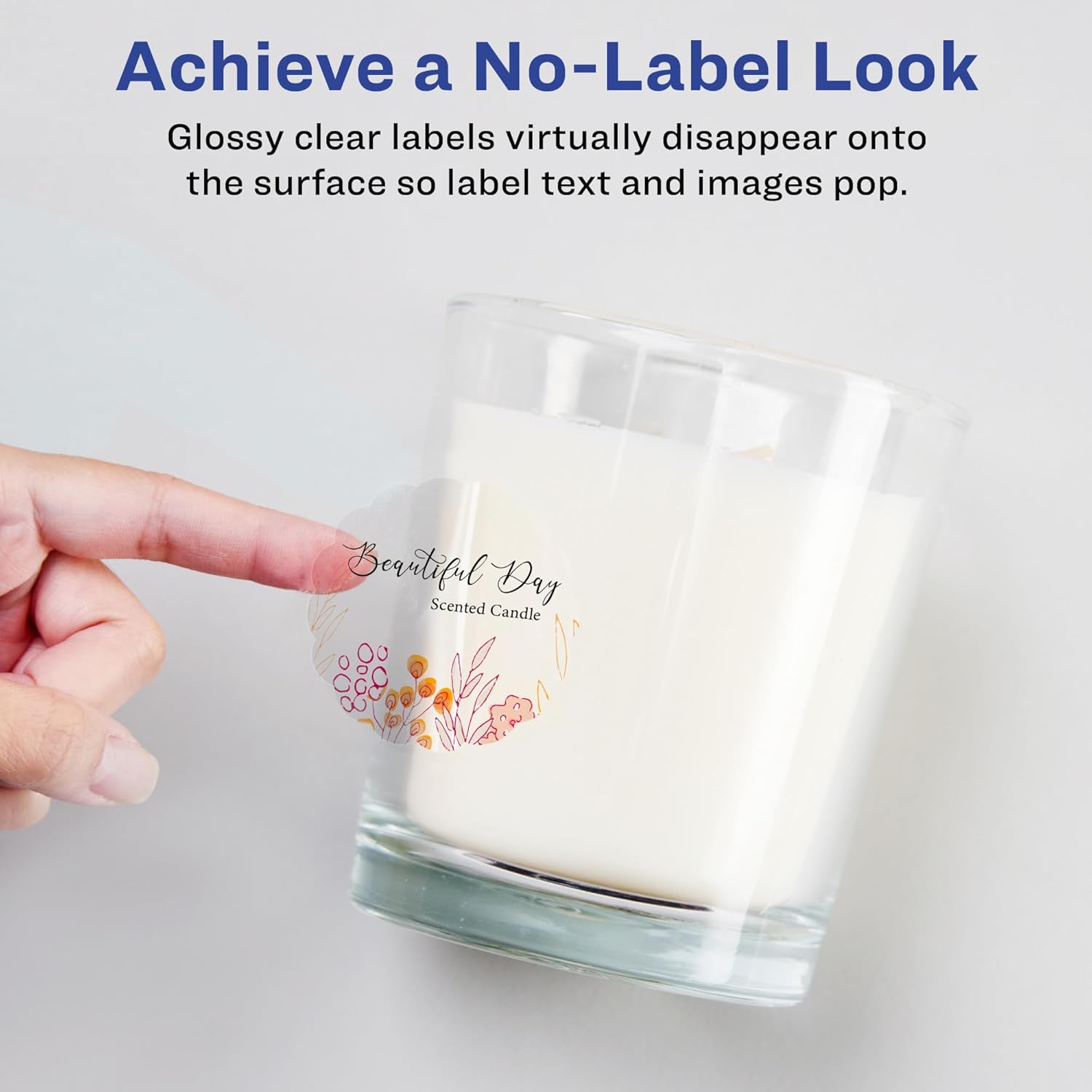 Avery Glossy Clear Round Scalloped Labels, Sure Feed Technology, 2.5" Diameter