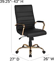 Flash Furniture Whitney Swivel LeatherSoft Desk Chair with Padded Seat and Armrests