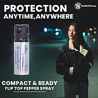 SMITH & WESSON Pepper Shield Flip-Top Police Strength Self-Defense Keychain Spray with Leather Holster