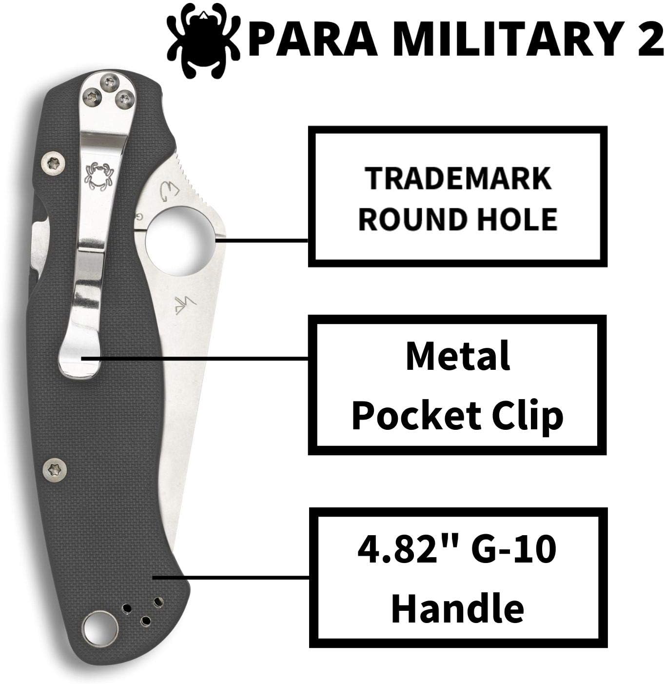 Spyderco Para Military 2 Folding Knife with G-10 Handle