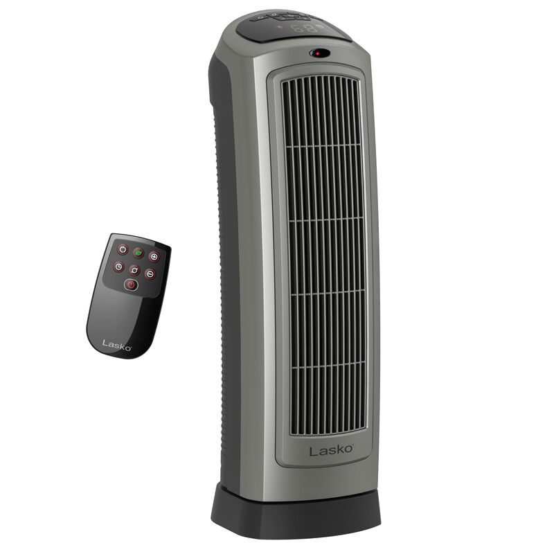 Lasko Portable Oscillating Ceramic Space Heater Tower with Digital Display, Remote Control, 2 Heat Settings and 8 Hour Timer
