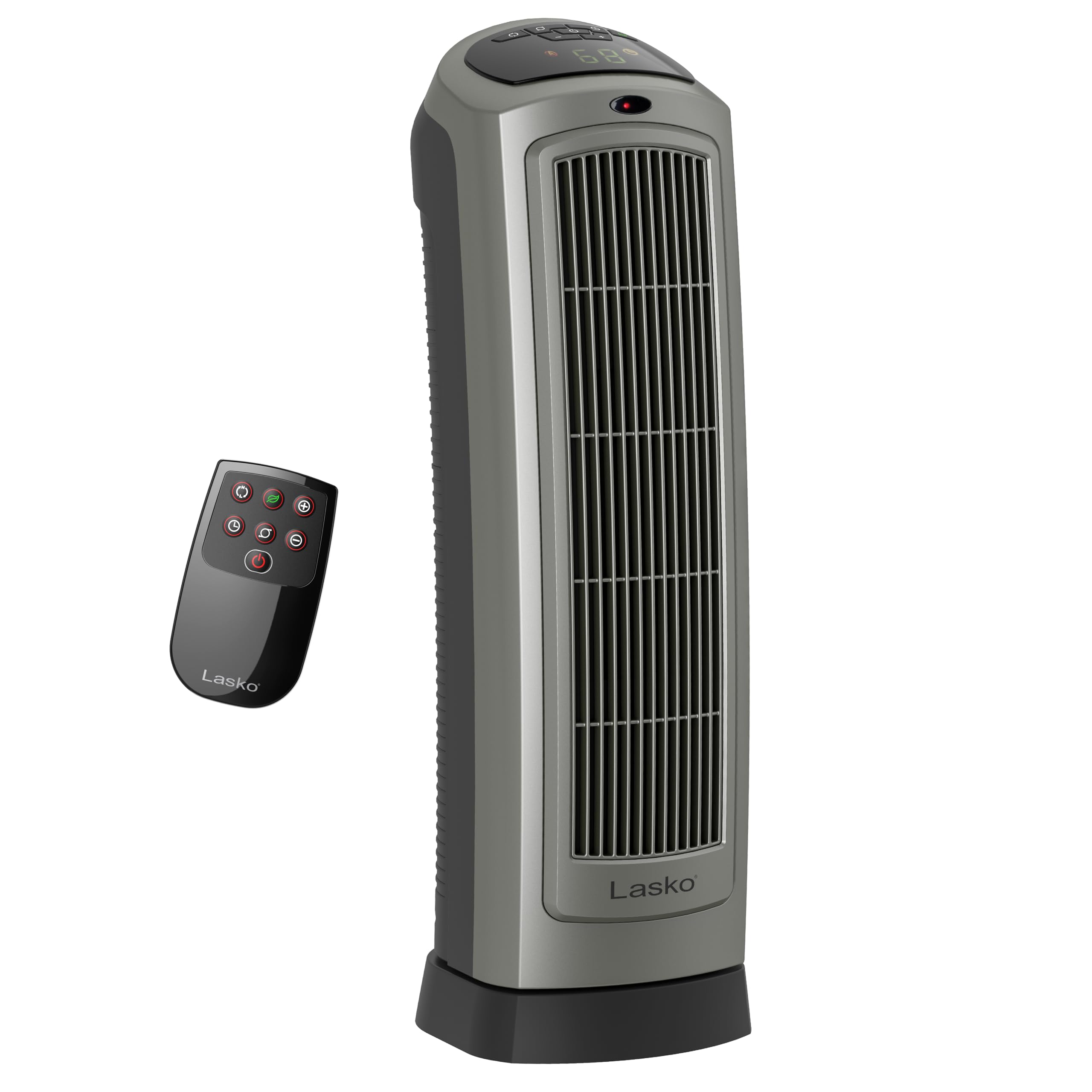 Lasko Portable Oscillating Ceramic Space Heater Tower with Digital Display, Remote Control, 2 Heat Settings and 8 Hour Timer