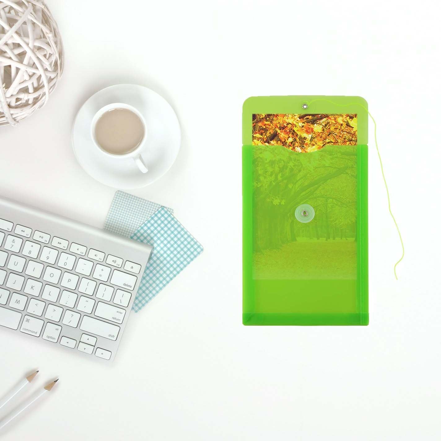 JAM PAPER Open-End Plastic Envelopes, Button & String