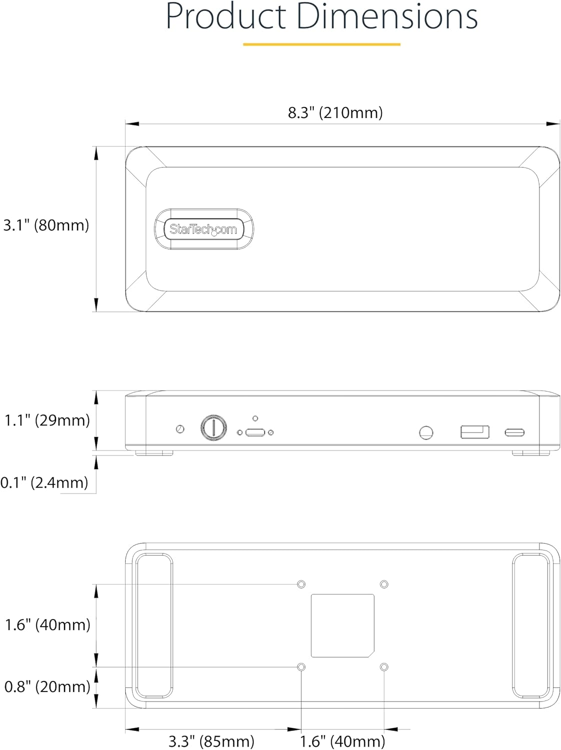 StarTech.com USB-C Docking Station Multi Monitor HDMI/DP/USB-C Video Output, Triple Monitor 4K30/Dual 4K60, 7-Port USB Hub